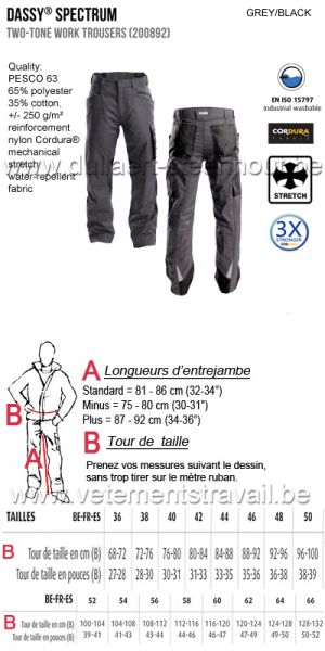 DASSY® Spectrum (200892) Pantalon de travail bicolore - gris/noir