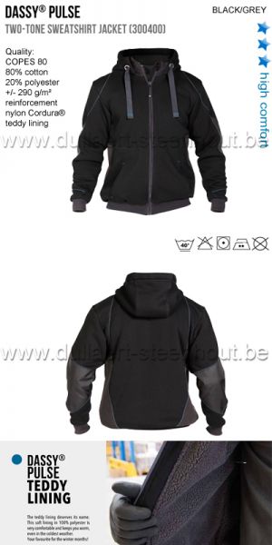 DASSY® Pulse (300400)  Veste sweat-shirt bicolore - noir/gris