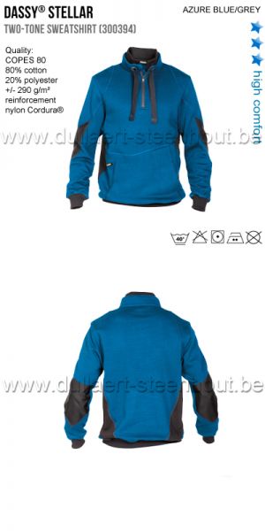 DASSY® Stellar (300394) Sweat-shirt bicolore bleu/gris