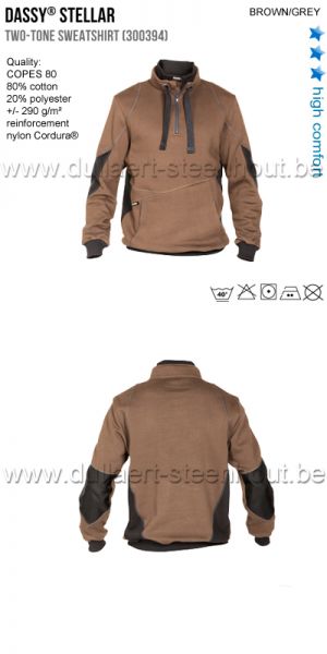 DASSY® Stellar (300394) Sweat-shirt bicolore marron/gris