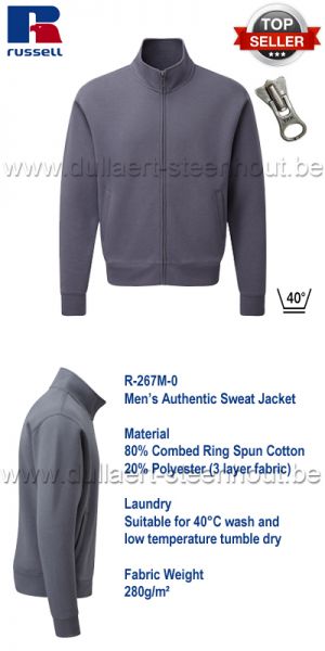 Russell - Men's Authentic Sweat Jacket - convoy grey
