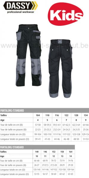 DASSY® Seattle Kids (200847) Pantalon de travail multi-poches bicolore