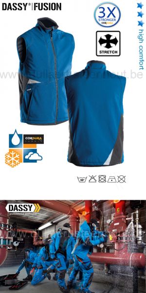 DASSY® Fusion (350111) Gilet hiver softshell bicolore - bleu azur /gris