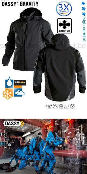 DASSY® Gravity (300396) Veste softshell bicolore - noir / gris