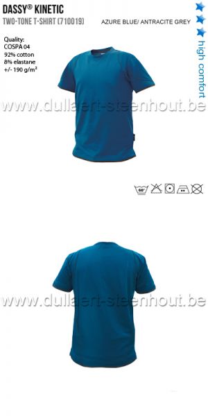 DASSY® Kinetic (710019) T-shirt bicolore - bleu azur / gris anthracite