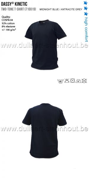 DASSY® Kinetic (710019) T-shirt bicolore - bleu nuit / gris anthracite 