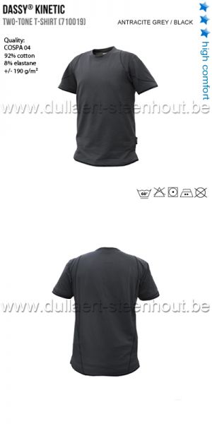 DASSY® Kinetic (710019) T-shirt bicolore - gris anthracite / noir