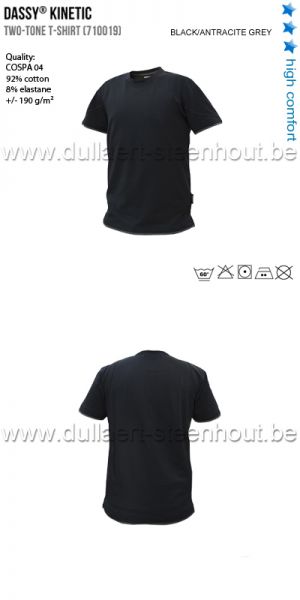 DASSY® Kinetic (710019) T-shirt bicolore - noir / gris anthracite 