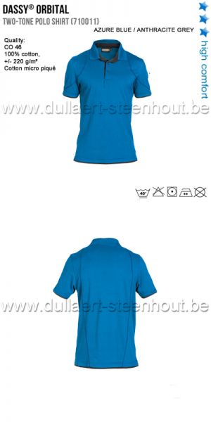 DASSY® Orbital (710011) Polo bicolore - bleu azur/gris