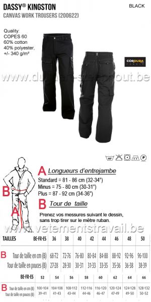 DASSY® Kingston (200622) Pantalon de travail en canvas - noir