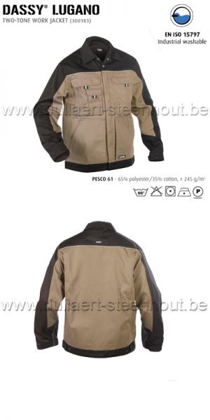 DASSY® Lugano (300183) Veste de travail bicolore - beige/noir