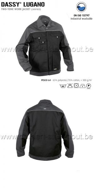 DASSY® Lugano (300183) Veste de travail bicolore - noir/gris