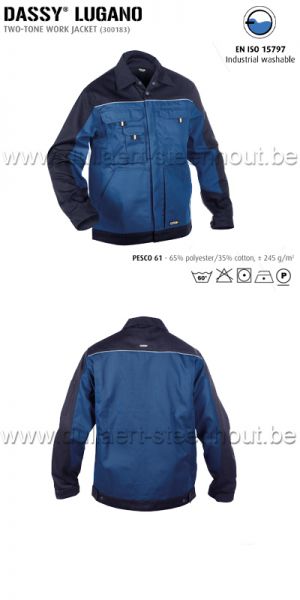 DASSY® Lugano (300183) Veste de travail bicolore - bleu roi/marine