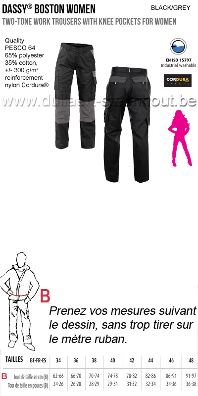 DASSY® Boston Women (200669) Pantalon de travail pour femmes - noir/gris