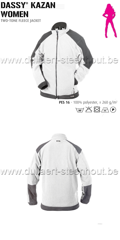 DASSY® Kazan Women (300293) Veste polaire bicolore pour femmes - blanc/gris