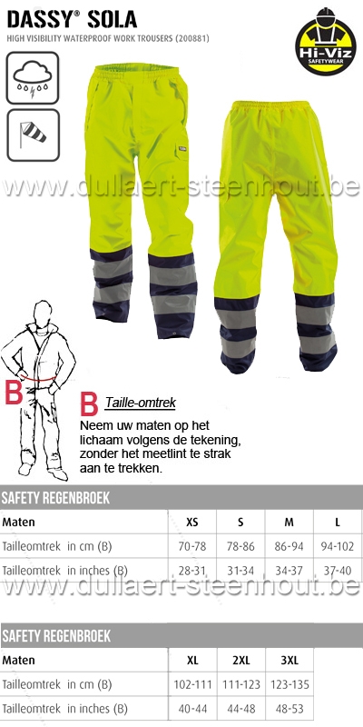 DASSY® Sola (200881) Pantalon de travail imperméable haute visibilité - jaune fluo/marine
