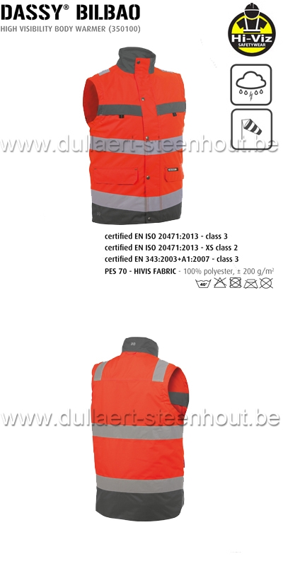 DASSY® Bilbao (350100) Gilet haute visibilité - rouge fluo/gris