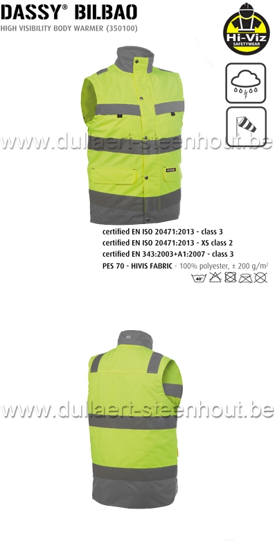 DASSY® Bilbao (350100) Gilet haute visibilité - jaune fluo/gris