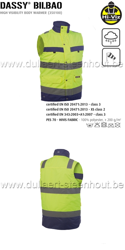 DASSY® Bilbao (350100) Gilet haute visibilité - jaune fluo/marine