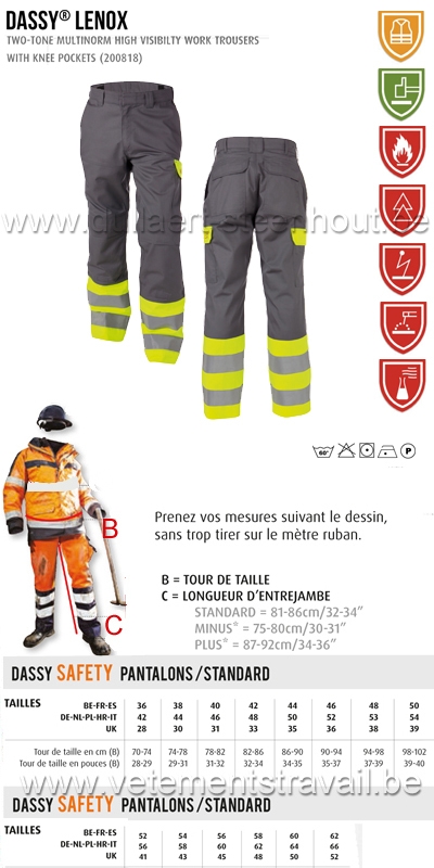 DASSY® Lenox (200818) Pantalon de travail multinormes haute visibilité bicolore 