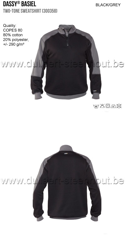 DASSY® Basiel (300358) Sweat-shirt bicolore - noir/gris