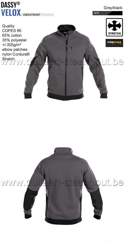 DASSY® Velox (300450) Sweat-shirt - gris/noir