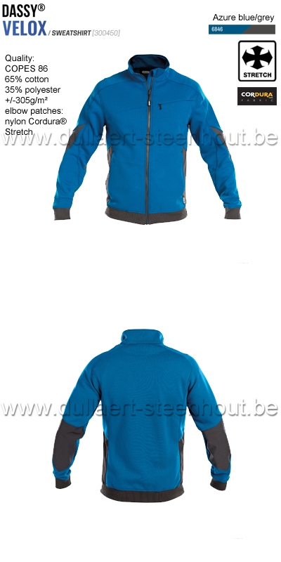 DASSY® Velox (300450) Sweat-shirt - bleu azur/gris