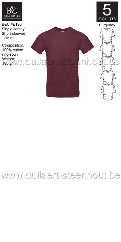 PROMOPACK B&C E190 - 5 T-shirts / Burgundy