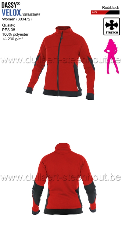 DASSY® Velox Women (300472) Sweat-shirt pour femmes - rouge/noir
