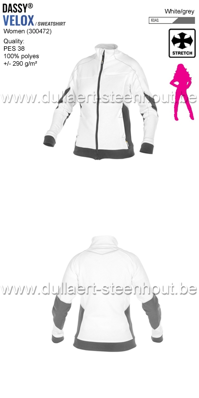 DASSY® Velox Women (300472) Sweat-shirt pour femmes - blanc/gris