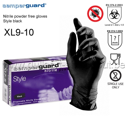 Semperguard - Style noir 90 gants jetables en nitrile - XL9-10