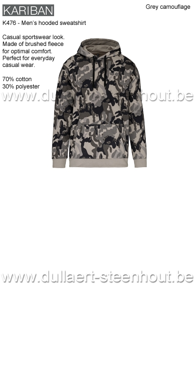 Kariban K476 - Sweat-shirt capuche homme - Grey camouflage