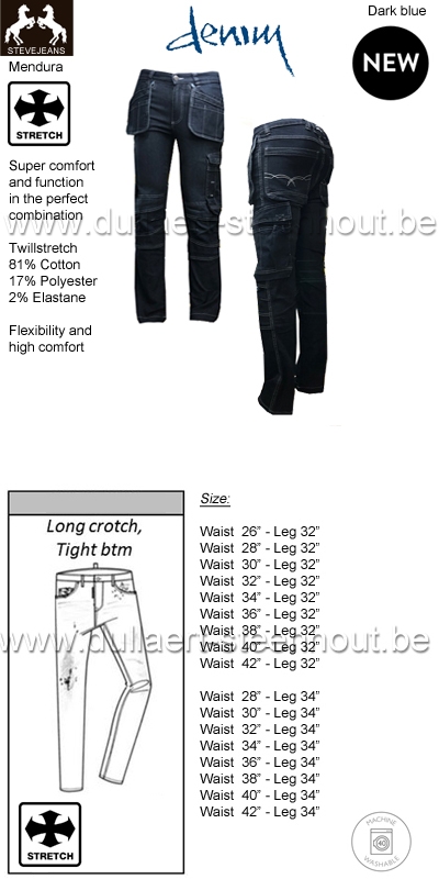 STEVEJEANS Jeans de travail STRETCH Mendura - dark blue