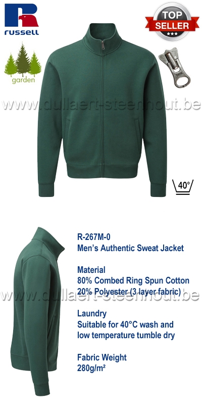 Russell - Men Authentic Sweat Jacket 267 - Bottle green