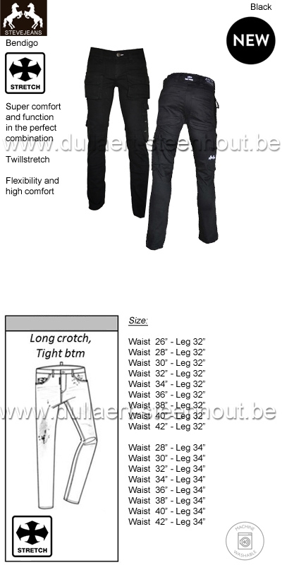STEVEJEANS Jeans de travail STRETCH Bendigo - noir