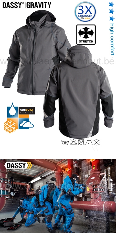 DASSY® Gravity (300396) Veste softshell bicolore - gris / noir