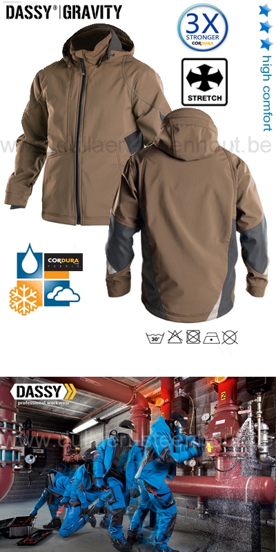DASSY® Gravity (300396) Veste softshell bicolore - brun / gris