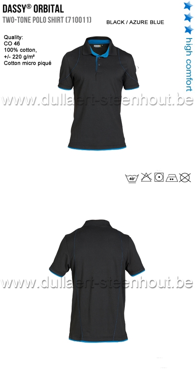 DASSY® Orbital (710011) Polo bicolore - noir/bleu azur